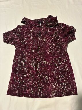 Banana Republic Girls' Short-Sleeve Printed Top in Burgundy and White